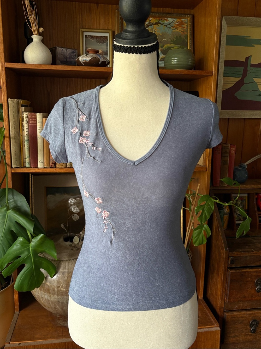 Y2K V Neck Floral Baby Tee CottageCore Coquette S